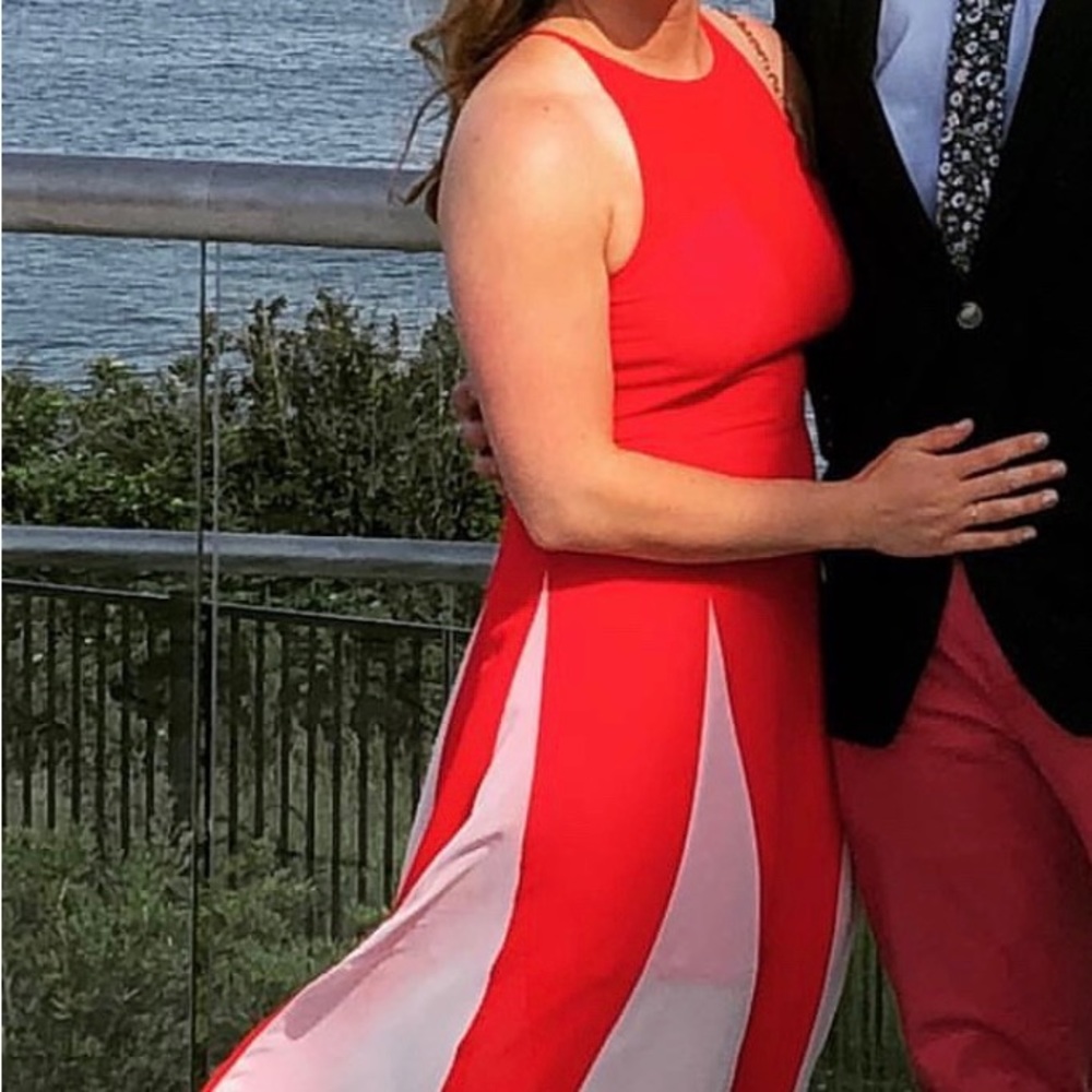 Express Red and White Maxi Dress